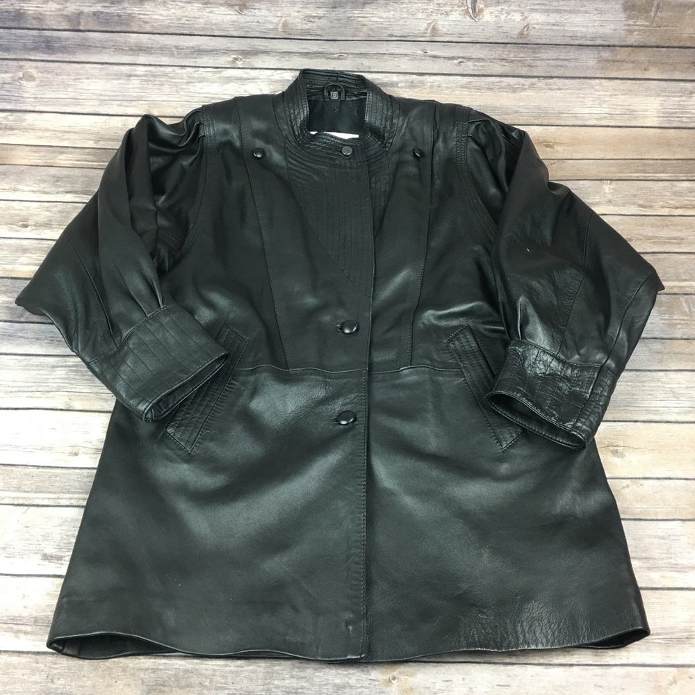1980s Alberto Tesatti Leather Coat Women Size 12